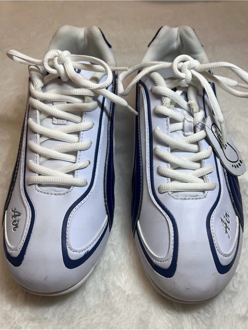 White and Blue Men's Athletic Sneakers